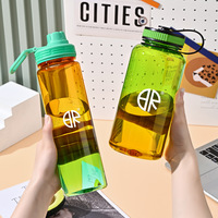 Bouteille de sport en Tritan sans BPA de qualité alimentaire, durable, grande capacité, bicolore, avec poignée pour l'alpinisme, FBA