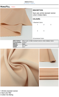 Tissu sergé en coton 32s, toucher doux peau de pêche, élastique, poids moyen 200g/m², résistant à l'abrasion, confortable au toucher