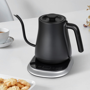 Hervidor de cuello de cisne de acero inoxidable con control de temperatura eléctrico para café de goteo con tapa y base giratoria de 360 grados - Product Image 1
