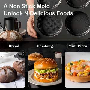 Moule à <span class=keywords><strong>hamburger</strong></span>, moule à <span class=keywords><strong>hamburger</strong></span> en acier au carbone antiadhésif <span class=keywords><strong>de</strong></span> 5 pouces, grand moule <span class=keywords><strong>de</strong></span> cuisson <span class=keywords><strong>de</strong></span> 4 tasses pour petits pains à <span class=keywords><strong>hamburger</strong></span> faits <span class=keywords><strong>maison</strong></span>, plateaux <span class=keywords><strong>de</strong></span> cuisson - Product Image 3