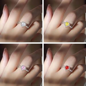 แหวนแต่งงาน/หมั้นเงินแท้ S925 ชุบโรเดียม ประดับเพชร CZ รูปหัวใจสีชมพู 1 กะรัต ยี่ห้อ SPJ Trending  ผู้ผลิต OEM - Product Image 3