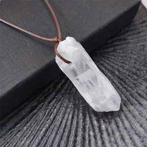 Kristal Kuarsa Angel Clear yang Dipoles, Bentuk Menara dengan Lubang, untuk Kalung Liontin, Grosir, untuk Penyembuhan - Product Image 2