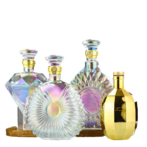 Bouteille de liqueur vide transparente en verre super flint de luxe 700 ml 750 ml pour whisky, spiritueux, tequila, brandy, XO avec bouchon - Product Image 1