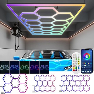 Lampada LED <span class=keywords><strong>Esagonale</strong></span> Dimmerabile per Officina e Garage, Pannello a Nido d'Ape per Soffitto, IP66 Impermeabile, AC 632W 6500K, per Detailing Auto e Autolavaggio - Product Image 4
