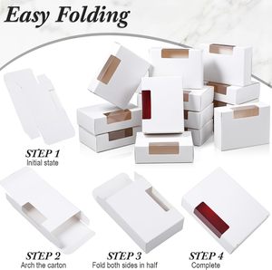Boîtes à savon en kraft blanc avec fenêtre transparente, boîtes d'emballage pour savon <span class=keywords><strong>fait</strong></span> main, petite boîte cadeau pour le bricolage - Product Image 1