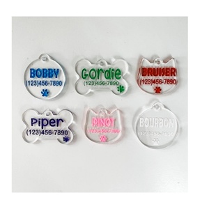 Identificación personalizada para mascotas, etiqueta acrílica para perros y gatos, nombre grabado para mascotas, elección de hueso de perro, cabeza de gato o diseño de etiqueta circular - Product Image 2
