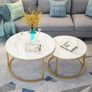 Table latérale en marbre blanc et or avec tables latérales, ensemble de luxe moderne, haut en verre noir, meuble de salon, table basse, pour le thé, le salon