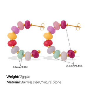 Conjunto de Joyería de Acero Inoxidable para Mujer, Collar, Aretes y Pulsera con Cuentas de Piedra Natural en Color Caramelo, Accesorio a la Moda - Product Image 6