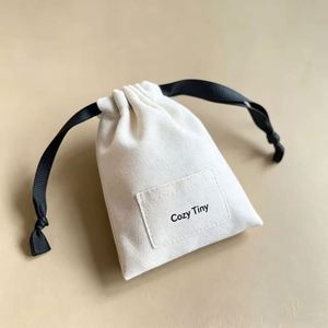 High Quality Natural Raw Canvas <b>Drawstring</b> <b>Bag</b> <b>Small</b> Eco-friendly Cotton Dust Pouch for DIY Printing - Product Image 2
