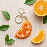 Aksesoris Tas Buatan Tangan Gantungan Kunci Irisan Buah Citrus Berhias Manik-Manik (Lemon/Lime/Jeruk)-Hiasan Tas Musim Panas Warna-Warni & Aksesoris Hadiah Lucu
