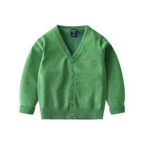Vente en gros OEM Cardigan à simple boutonnage <span class=keywords><strong>Pull</strong></span> en tricot pour bébé Chandails à la mode pour garçon en tricot de couleur unie avec col en V - Product Image 2