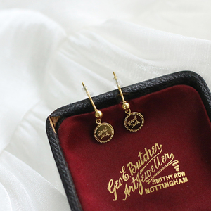 Elegante bohemio 18K chapado en oro de acero inoxidable aro en forma de corazón pendientes colgantes buena suerte diseño de gota de moneda para niñas - Product Image 5