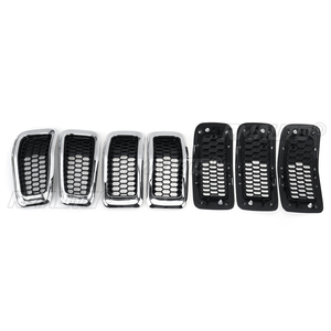 7 pièces voiture pare-chocs avant Central gril couverture garniture remplacé maille nid d'abeille grilles de course pour Jeep Cherokee <span class=keywords><strong>2014</strong></span> 2015 2016 2017 2018 - Product Image 1