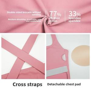 Sujetador Deportivo de Yoga para <span class=keywords><strong>Mujer</strong></span>, Transpirable, Sin Costuras, de Alta Sujeción, <span class=keywords><strong>El</strong></span>ástico en Cuatro Direcciones, de Secado Rápido, con Tirantes Ajustables y Almohadillas Extraíbles, para Actividades al Aire Libre - Product Image 4