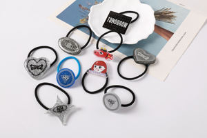 स्टाइलिश कोरियन शैली की लड़कियों के बाल संबंध महिला हेयरबैंड प्यारे बच्चों के लोचदार पोनीटेल धारक एसीटेट ऐक्रेलिक धातु कुंजी चेन - Product Image 2