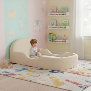Lit d'enfant moderne personnalisé 2026 en <span class=keywords><strong>fourrure</strong></span> sans structure, ultra-sûr, taille standard, design bas au sol pour chambre d'enfant, écologique - Product Image 4