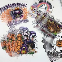 Transferts DTF personnalisés pas chers en vinyle imprimé plastisol pour Halloween et Noël, motifs Père Noël prêts à poser sur T-shirt