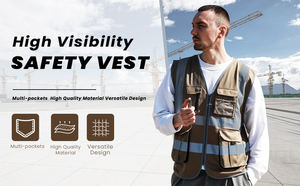 SMASYS حار بيع عاكس البناء البوليستر سترة السلامة RTS متعددة الوظائف PVC معرف الجيب مرحبا فيس السلامة سترة عاكسة - Product Image 2