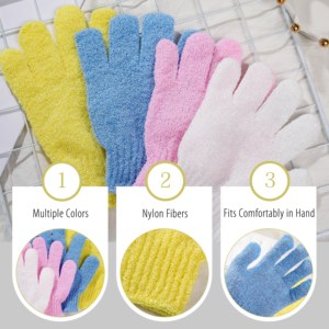 Gants exfoliants en nylon pour la douche et le <span class=keywords><strong>gommage</strong></span> corporel - Mitaines pour éliminer les peaux mortes, brosses de bain pour usage domestique - Product Image 2