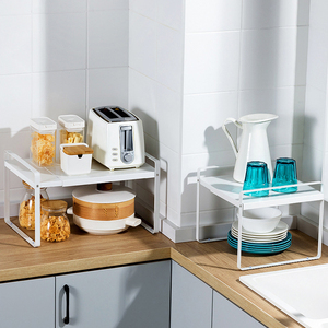 Choice Fun Adjustable Kitchen Countertop Organizer Expandable Cabinet Shelf Storage Rack Telescopic Storage Rack