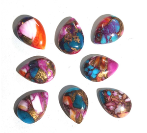Natural Pink Dahlia cobre turquesa Flatback cabujón pulido forma de pera piedra preciosa personalizada para la fabricación de joyas-suministro al por mayor - Product Image 2