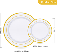 Assiettes jetables en plastique rigide épaissi, transparentes, en PS, qualité aviation, style cristal, luxe, personnalisables pour mariage