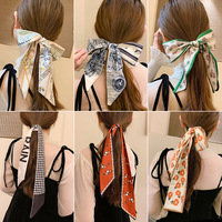 Élégant, simple et polyvalent : Foulard en satin, ruban, bandeau en soie long haut de gamme, accessoire de cheveux en polyester pour femme