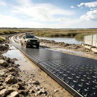 Tapis de sol en HDPE 4x8 pieds, tapis de protection routière, tapis de construction robuste antidérapant à emboîtement