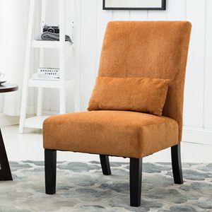 DB Pisano Silla decorativa sin brazos de tela de chenilla naranja contemporánea con almohada para sala de estar - Product Image 1