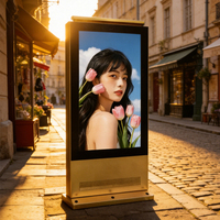 Pantalla Digital para Exteriores de 65 Pulgadas, 4K, Android, 2500nits, IP65 Impermeable, Doble Cara, Tótem Publicitario con Base