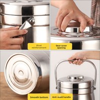 Boîte à bento isotherme en acier inoxydable 201, double paroi, compartimentée, forme tambour, design chinois simple, qualité alimentaire