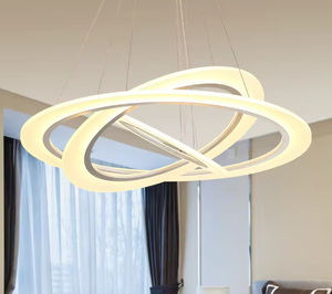 Lustre anneau led moderne d'intérieur suspendu pour salon Lustre anneau circulaire en aluminium acrylique - Product Image 1