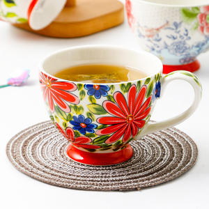 Taza de Cerámica Pintada a Mano Estilo Americano, Taza Creativa Estilo Pastoral, Taza de Gran Capacidad para <span class=keywords><strong>Desayuno</strong></span>, Taza para Avena - Product Image 4