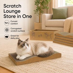 Sustainable Reversible Corrugated Paper and Sisal Cat <b>Scratch</b> <b>Pad</b> Cat Scratcher Toy Packaged in Box Eco-Friendly Pet Toys - Product Image 4