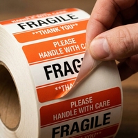 Autocollants d'avertissement holographiques haute visibilité et durables pour articles fragiles - Étiquettes d'expédition robustes 3x5 pour la logistique e-commerce et la manipulation sécurisée