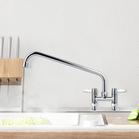 Robinet de cuisine chromé de luxe moderne avec garantie de 3 ans, tuyau de 6 à 14 pouces à double poignée en laiton pour lavabo de cuisine