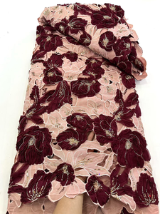 Tela <span class=keywords><strong>de</strong></span> Encaje Africano <span class=keywords><strong>de</strong></span> Alta Calidad NI.AI con Apliques 3D, Flores con Volantes y Pedrería, Encaje Nigeriano <span class=keywords><strong>de</strong></span> Lujo para Vestidos <span class=keywords><strong>de</strong></span> Fiesta y Bodas - Product Image 5