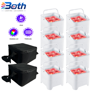 8pcs with 2 bags Waterproof Wireless Battery Uplight 4x18W RGBWA UV 6in1 LED Par Light for Events - Product Image 1