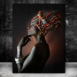 Hermoso retrato de lienzo negro para mujer, cuadros de pared, arte africano, deco, pinturas de mujer desnuda