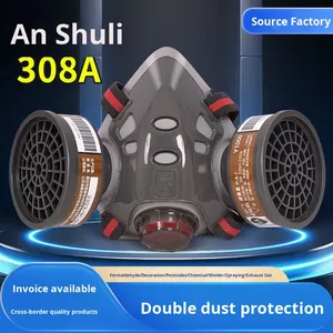 308A Silicone KN95 kép Canister mặt nạ khí HEPA lọc Tái sử dụng mặt nạ cho hóa chất thuốc trừ sâu sơn dầu mùi bảo vệ - Product Image 5