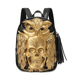 Sacs à dos 3D en relief de crâne de hibou pour femmes, sacs de voyage uniques et originaux pour femmes, sacs à main de motard, personnalité Rock Cool pour <span class=keywords><strong>ordinateur</strong></span> portable - Product Image 6