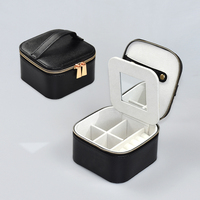 Nouvelle boîte de rangement portable Fuxin DS-FFX-20251006 en PU double couche, multicolore, rectangulaire, avec fermeture éclair et miroir pour bijoux et colliers