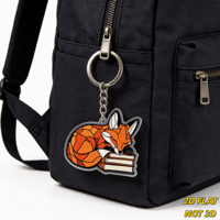 Porte-clés en acrylique Renard endormi avec livres, breloque animale fantaisie style vitrail, léger, petit