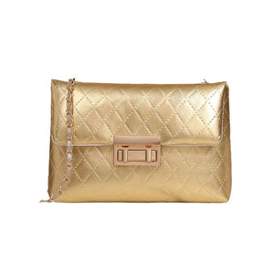 Wholesale Fine Quality Diamond Check Shoulder <b>Bag</b> Stylish <b>Gold</b> Crossbody Handbag Single Chain Fashionable Zip Closure for Summer - Product Image 1