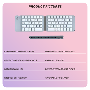 Clavier sans fil BT pliable ultra-mince rechargeable, touches à ciseaux portables, nouveau clavier mini programmable en plastique - Product Image 2