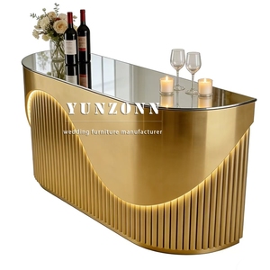 تصميم جديد لعام <span class=keywords><strong>2026</strong></span> لكاونتر بار وطاولة استقبال عصرية من الفولاذ المقاوم للصدأ الذهبي - Product Image 3