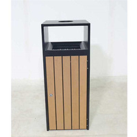 Poubelle publique extérieure commerciale en bois de grande taille, bac à déchets pour parc, poubelle urbaine, mobilier de rue, bac à ordures avec cendrier