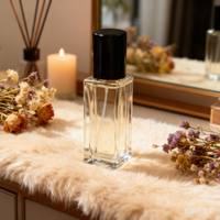 Flacon de parfum carré miniature à vaporisation fine, vide, personnalisé, imprimé, 5 ml, 10 ml, 15 ml, avec bouchon en bois