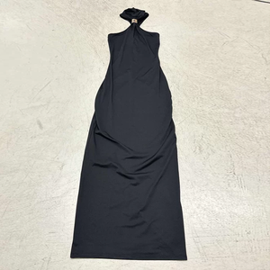 French Elegant Sexy Metal Buckle Halter Cut Shoulder Design Dress Elegant Slim Fit Slit Flattering Long Maxi Dress - Product Image 6
