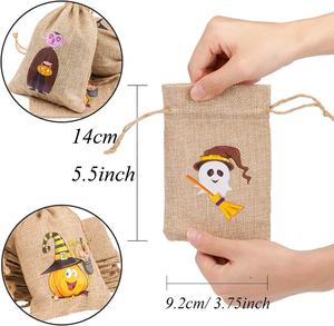 8 симпатичных джутовых мешков в виде тыквы, ведьмы вампира, сувенирные пакеты на Хэллоуин, льняные пакеты для конфет, детские пакеты для конфет на завязках для Хэллоуина и вечеринки - Product Image 5